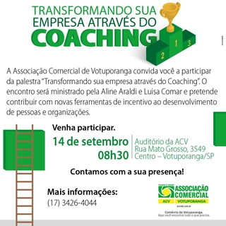 Coaching para empresas será tema de palestra na ACV